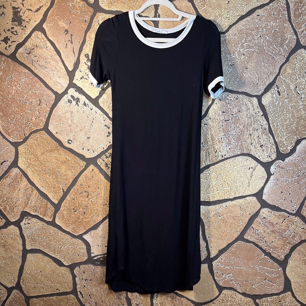Acemi Ringer dress soft curved hem midi Black White M 90's sporty spice minimal
